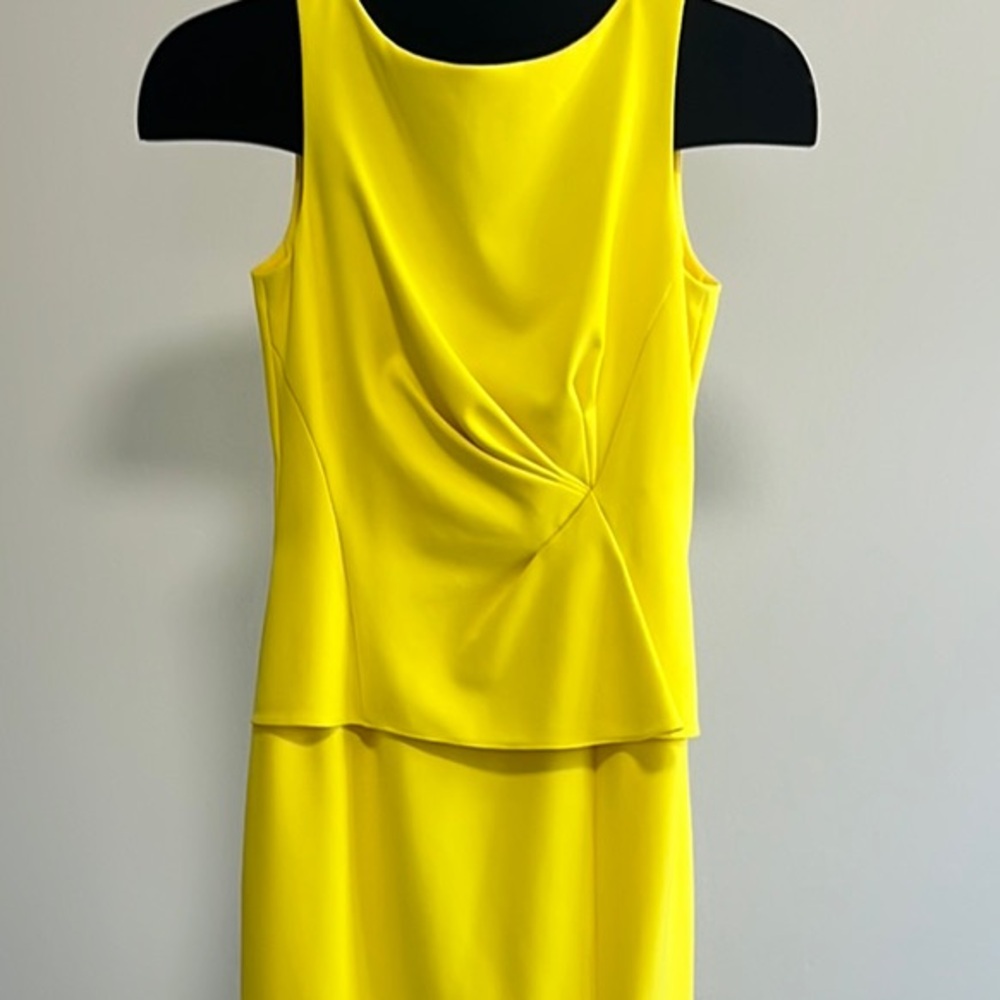 ANTONIO MELANI Yellow Halter Tiered Cocktail Dress